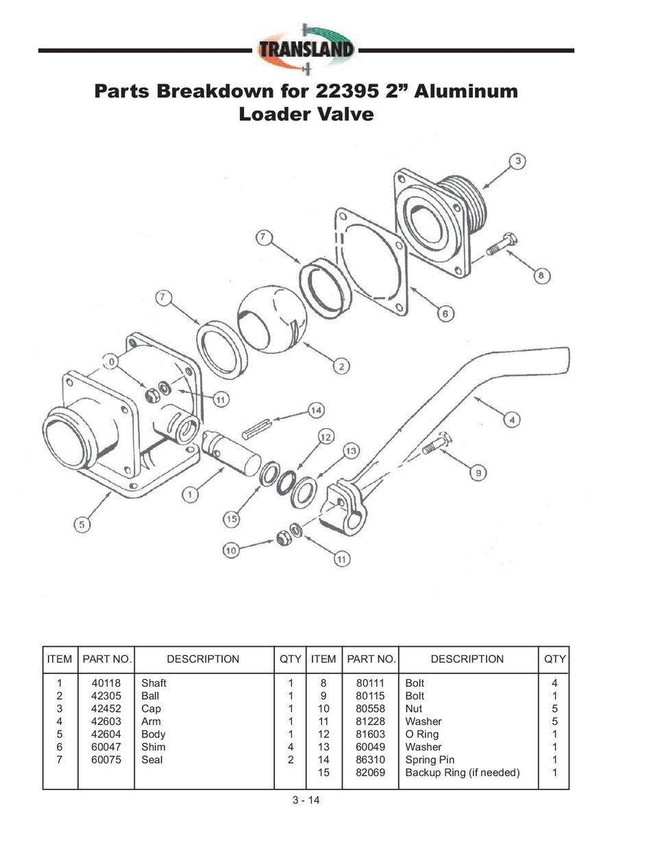 Aluminum Loader Valve 2" Air Tractor, Ayres/Thrush - Transland 22395