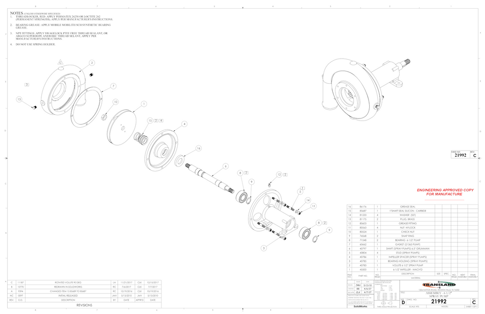 Transland 21992 – Aluminum 6½" Spray Pump Assembly PARTS DIAGRAM