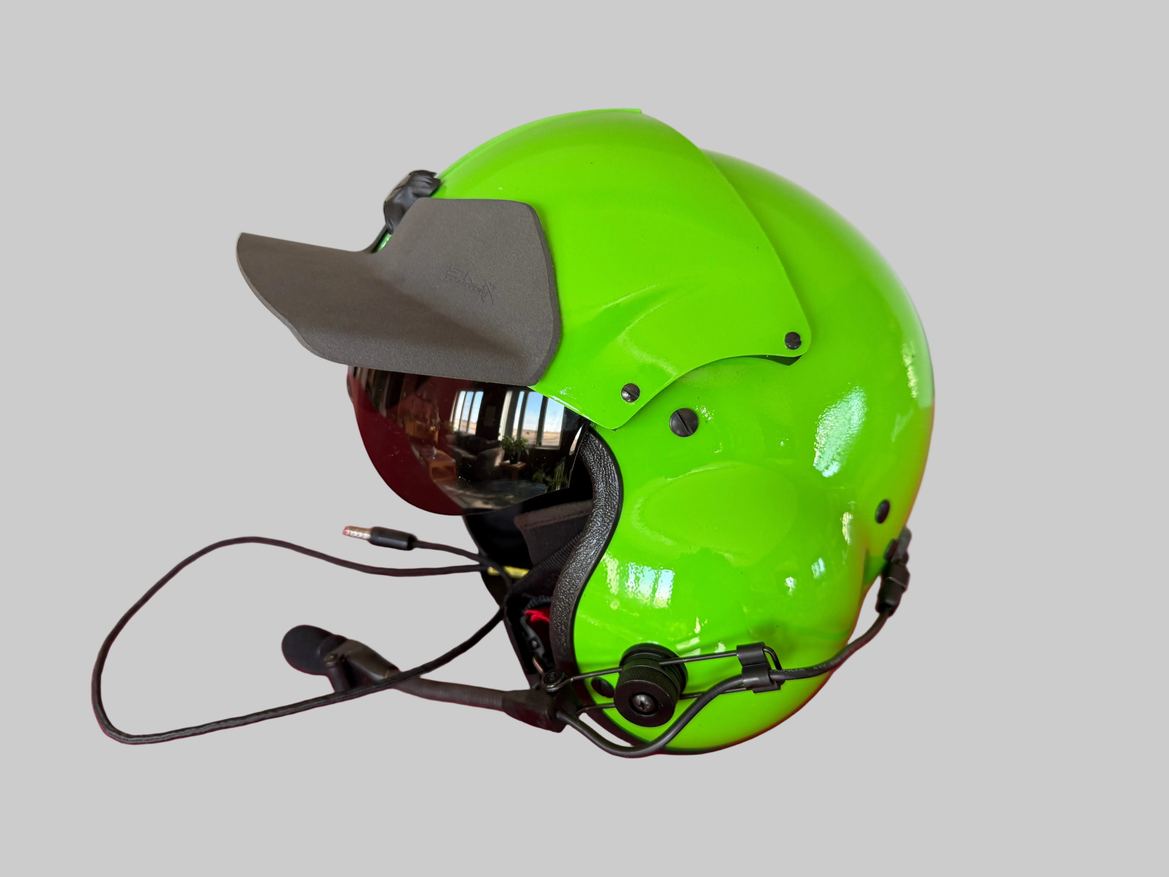 Green Helmet with universal sun visor 