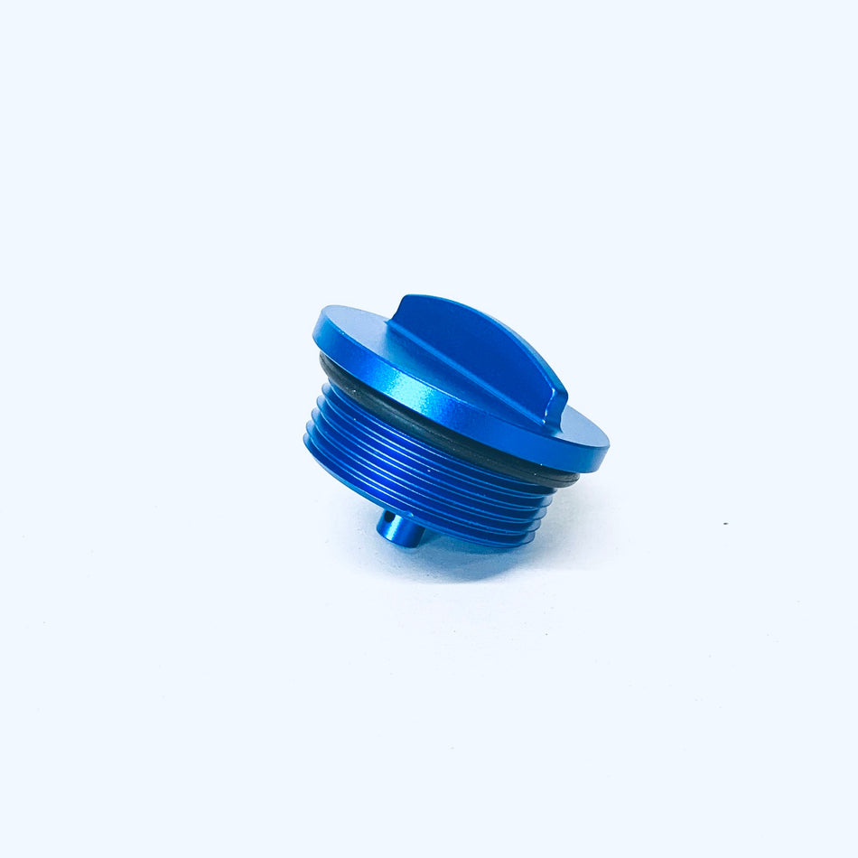 BLUE ANODIZED WINDSHIELD WASHER FILL COVER